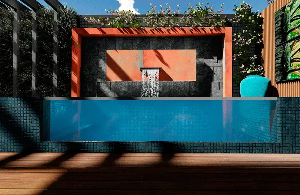Piscina borda infinita de vidro