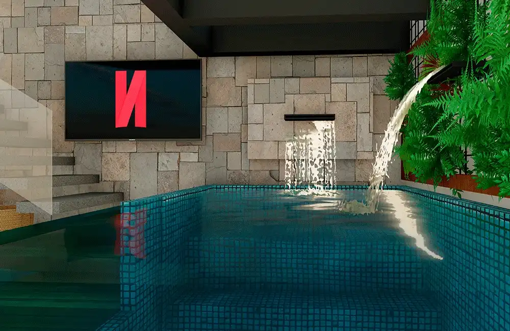 piscina de vidro interior da casa