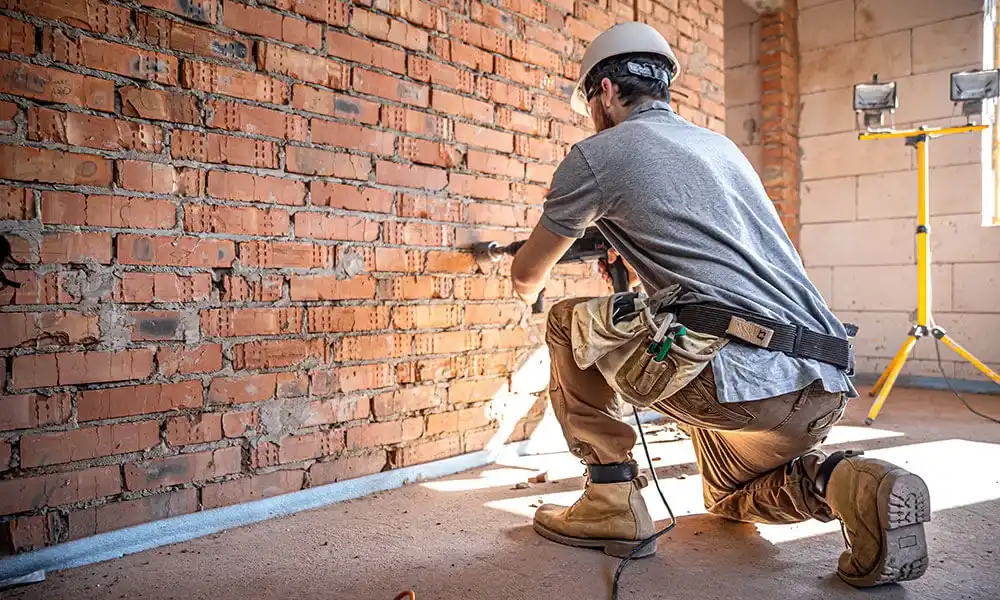 Pedreiro Aplicando Argamassa Polimérica