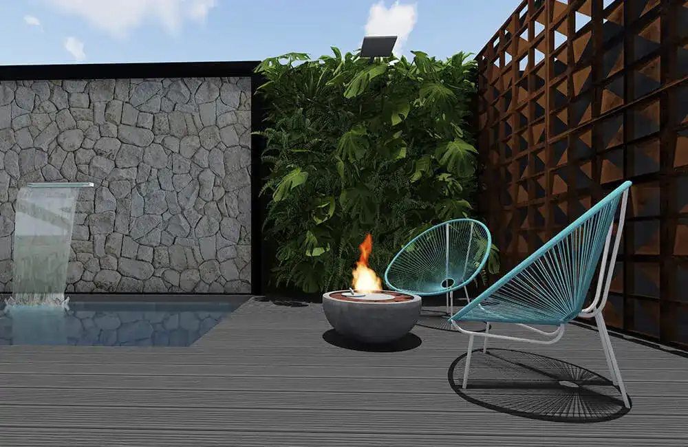 Espaço Fogueira Inox com Móveis de Corda