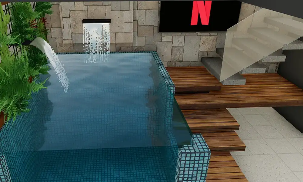 Piscina indoor elevada