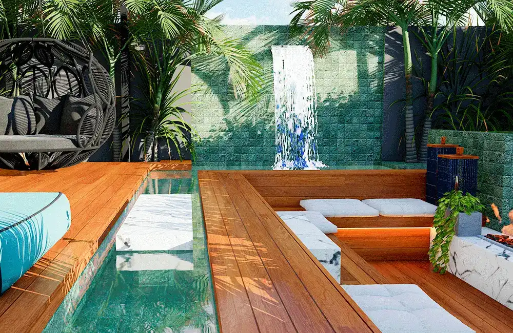 Pedra Hijau para Piscina na Parede da Cascata