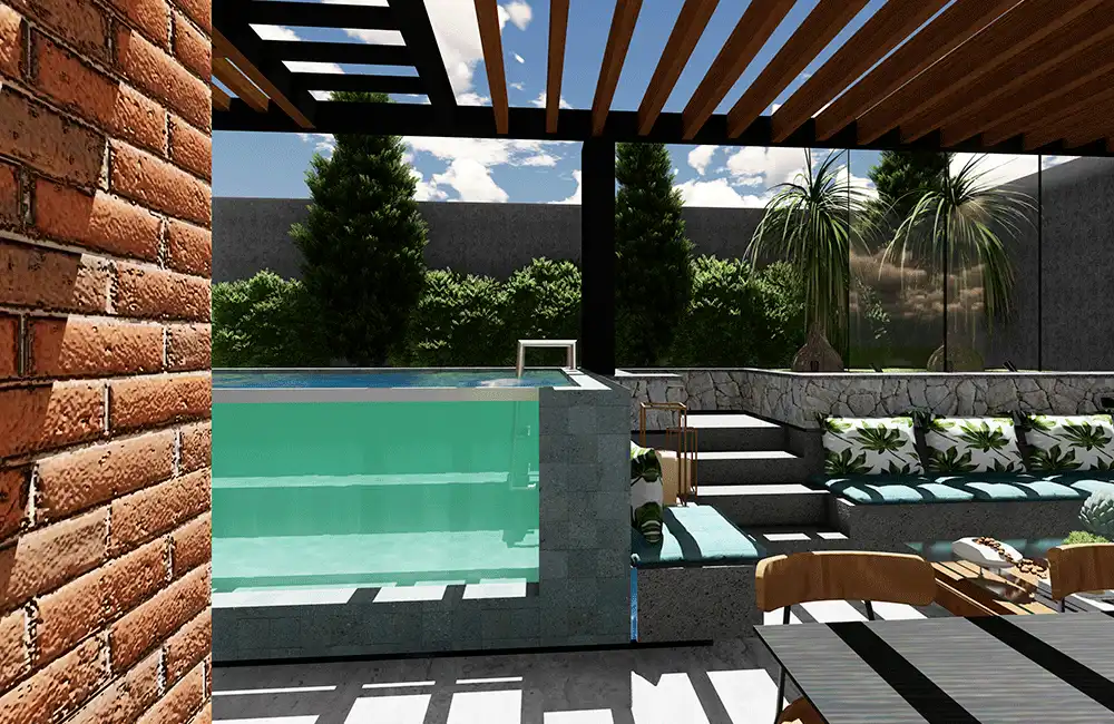 Pergolado de ferro no jardim