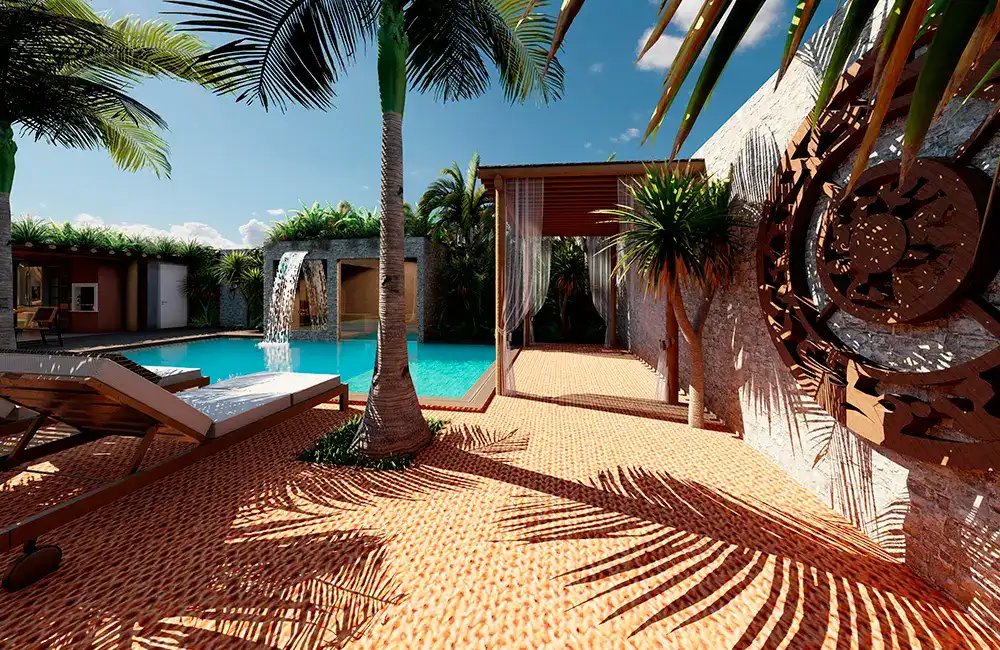 Pergolado com Piscina: +37 Fotos e Ideias para Inspirar 76 pergolado rústico em ambiente com piscina no jardim