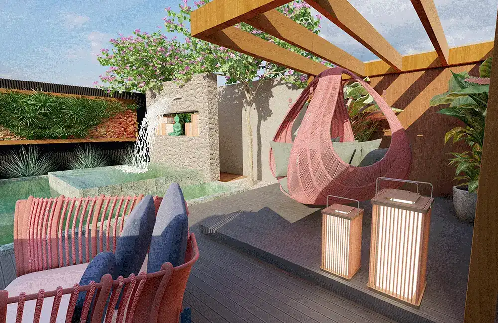 Pergolado com Piscina: +37 Fotos e Ideias para Inspirar 87 Pergolado Piscina com Iluminação