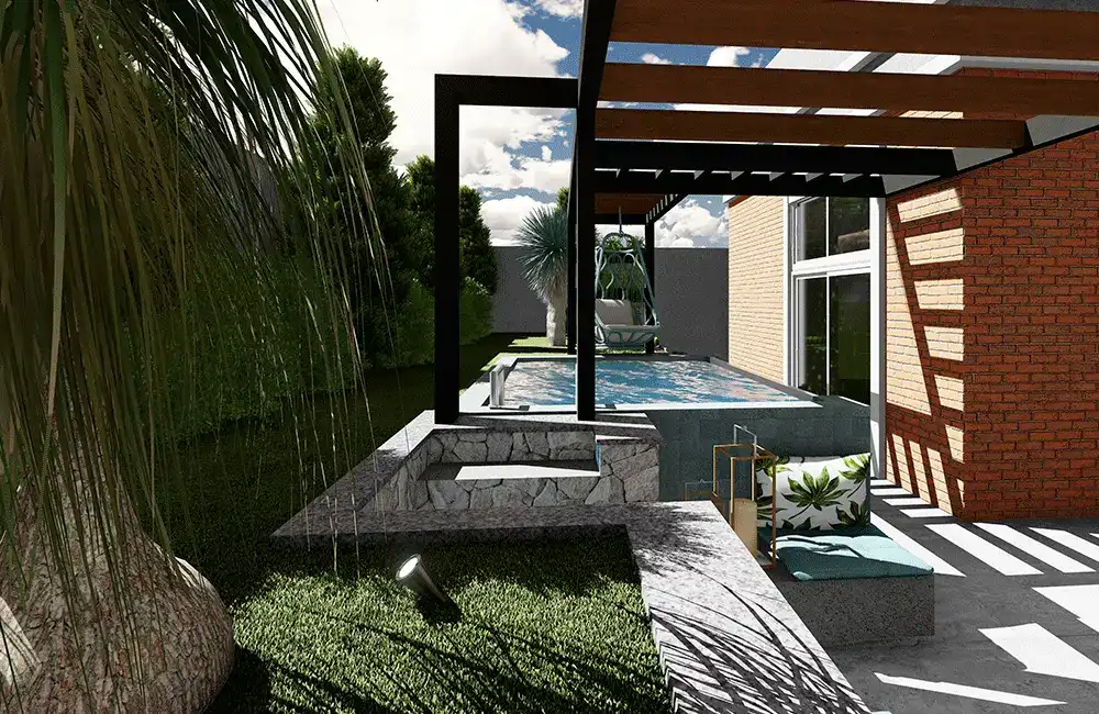 Pergolado com Piscina: +37 Fotos e Ideias para Inspirar 78 Pergolado para piscina de ferro