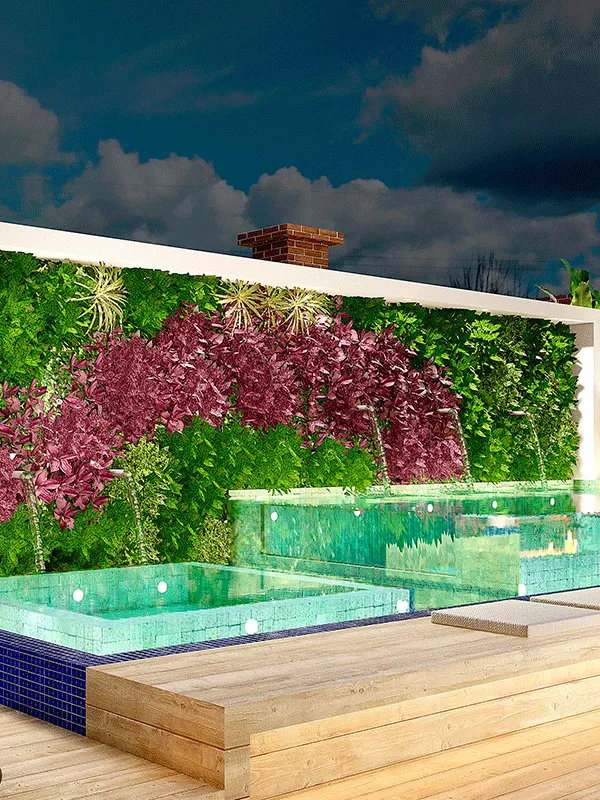 casa com paraiso de paisagismo piscina