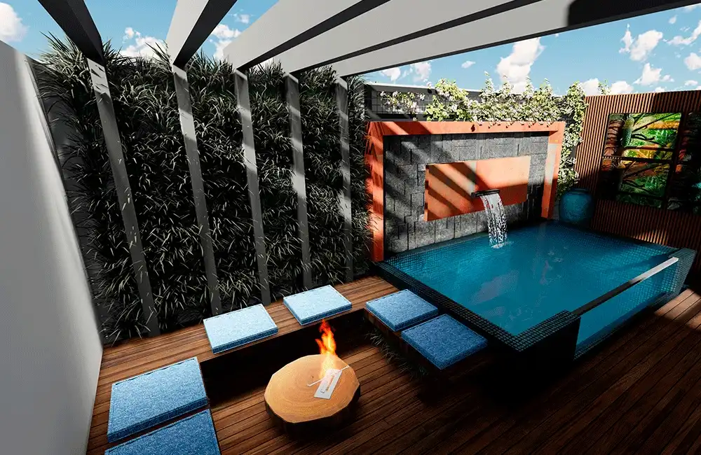 Piscinas Pequenas com Vidro e Cascata