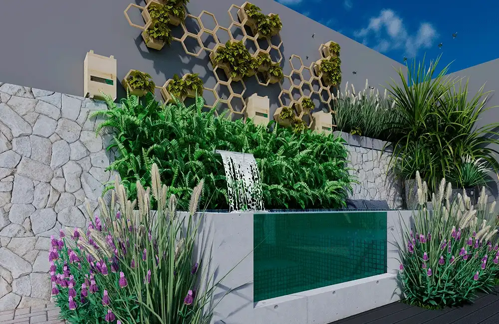 Jardim Pequeno com Piscina