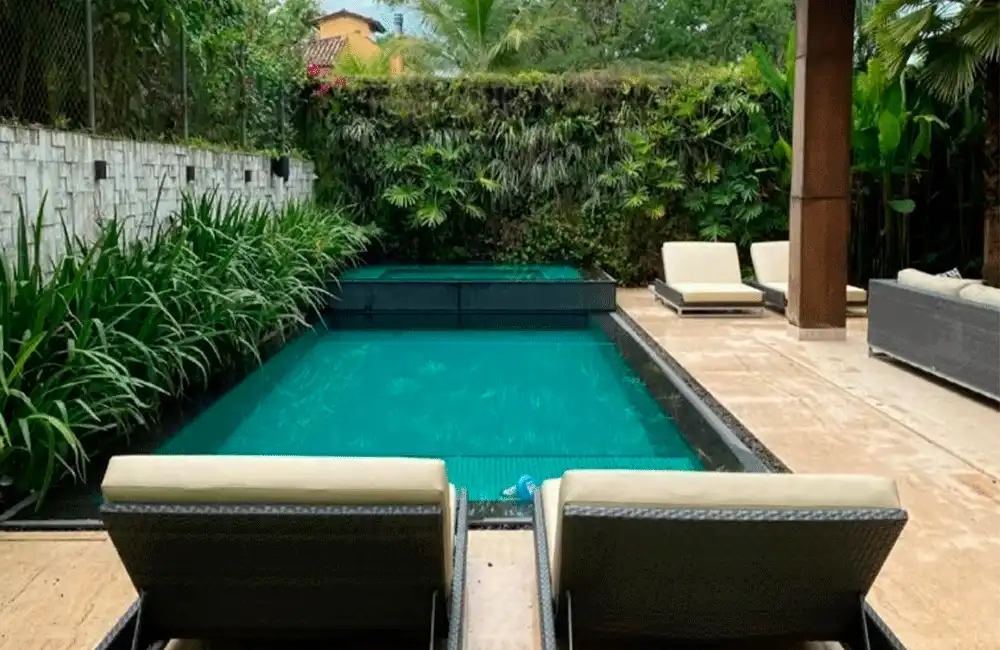 Piscina com Jardim vertical na parede