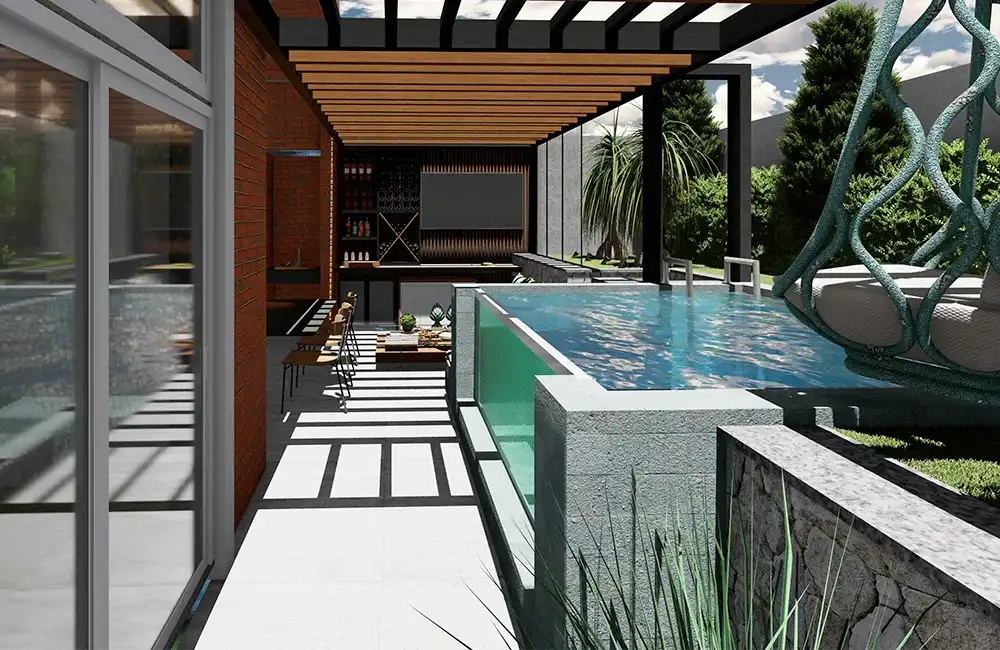 Piscina com Parede de Vidro pequena