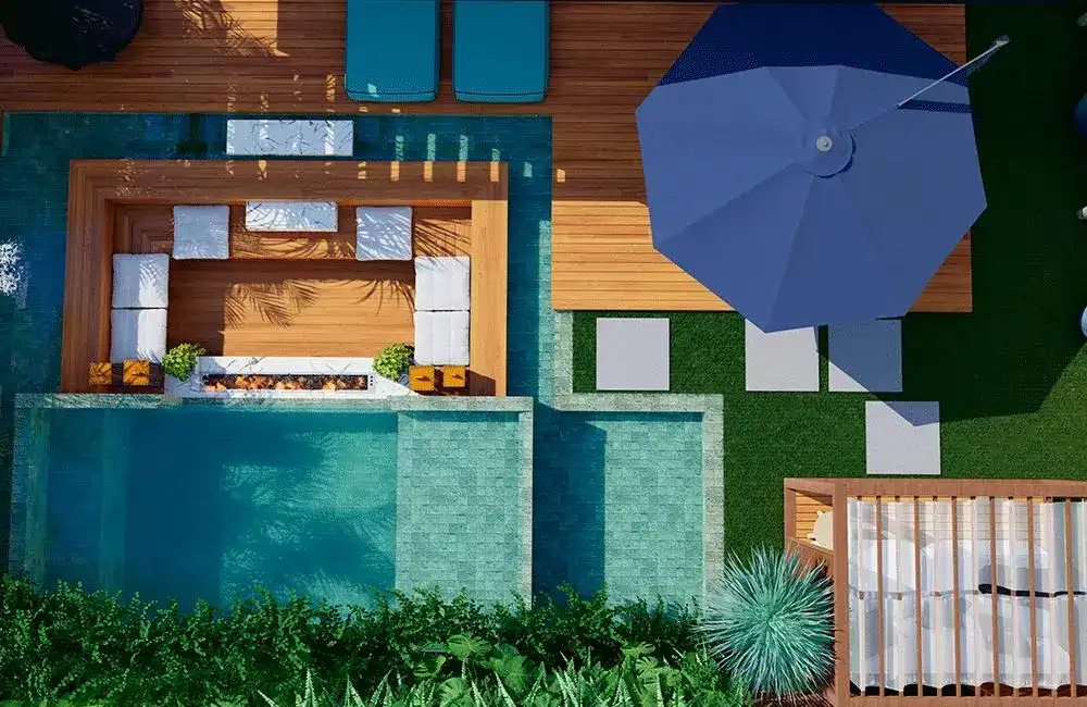 Piscina elevada com prainha 