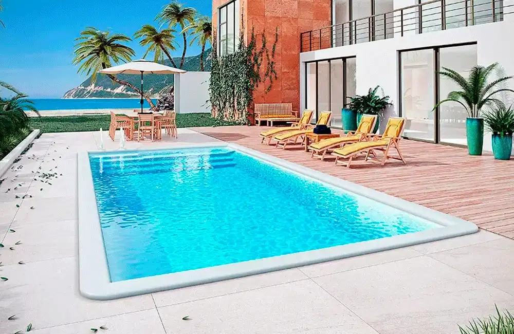 Piscina com piso antiderrapante no entorno