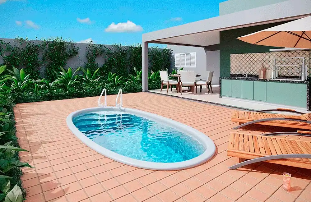 Piscina de fibra oval
