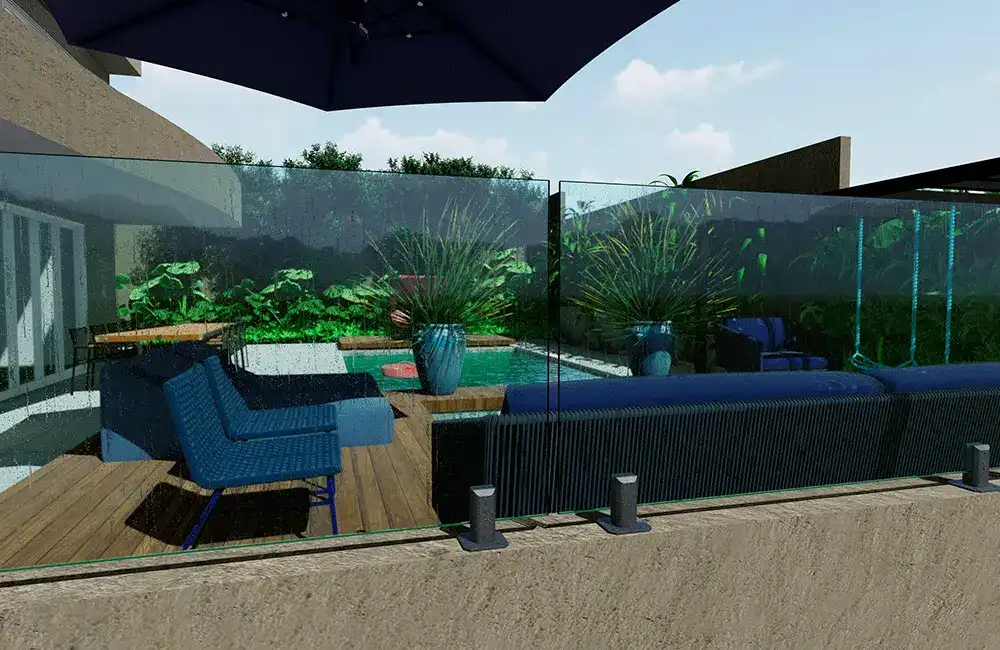 segurança na area de lazer com piscina