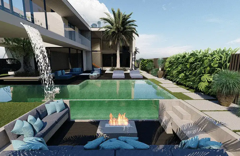 área de lazer com projeto de piscina planejado