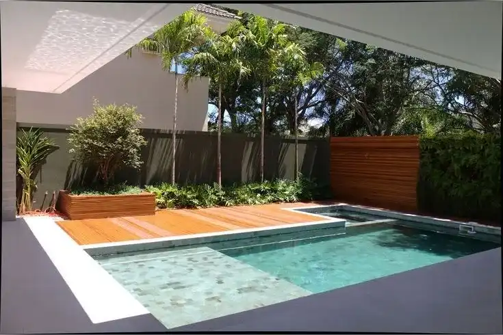 arquitetura indústria na area de lazer com piscina