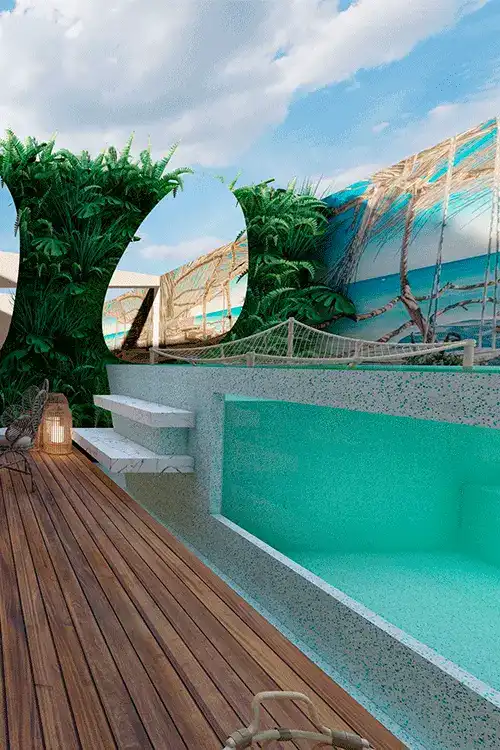 Piscina pequena com deck