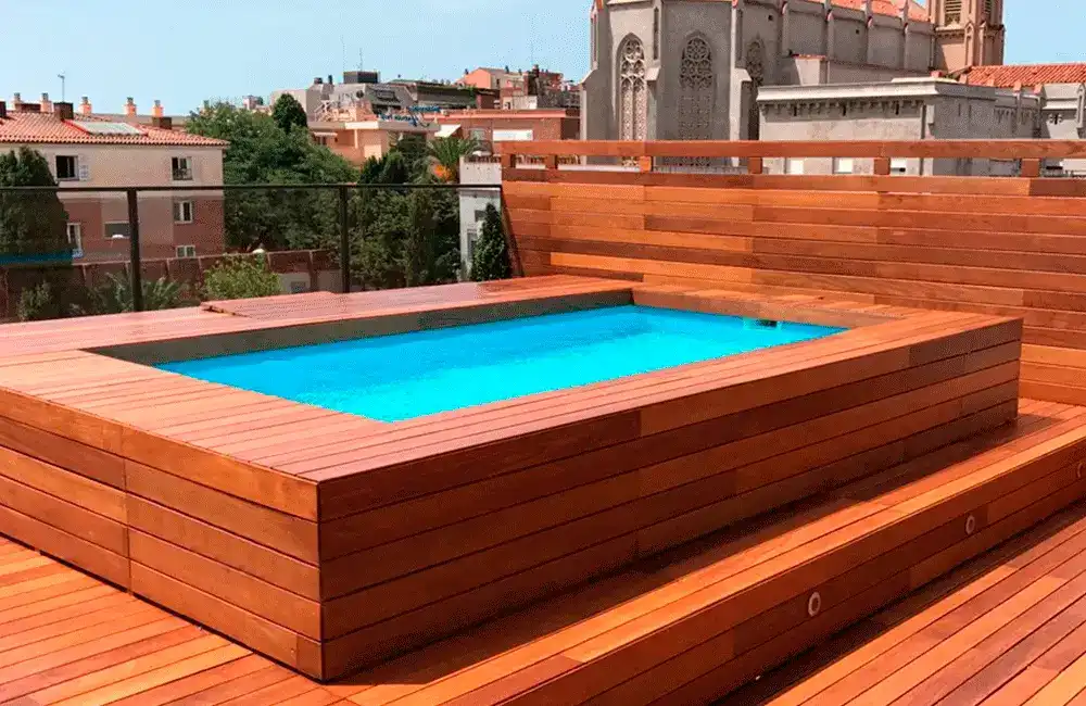 piscina de vinil elevada com deck