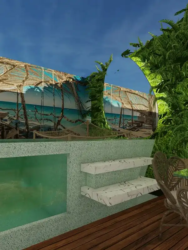 Piscina infantil com escadas
