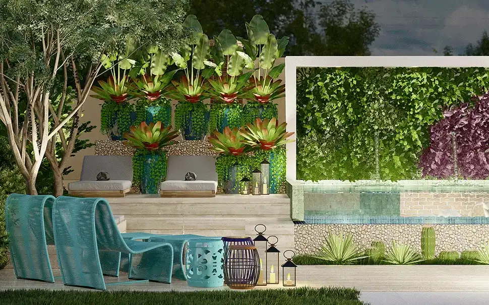 deck com degraus para piscina