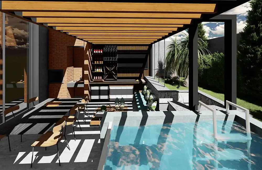 pedras decorativa na piscina