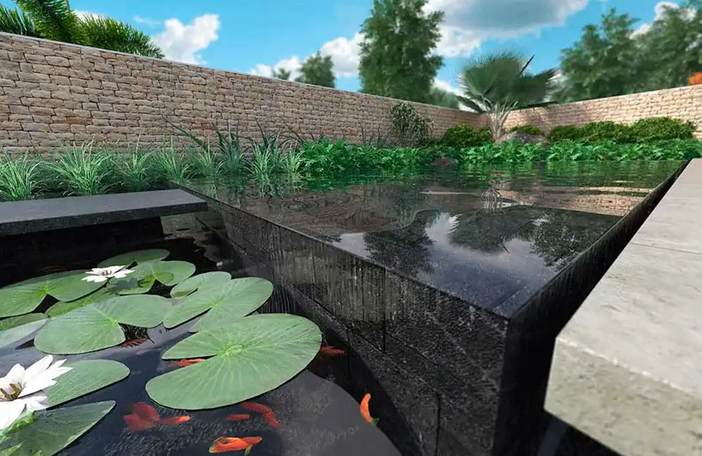 formas organicas na piscina com borda infinita 