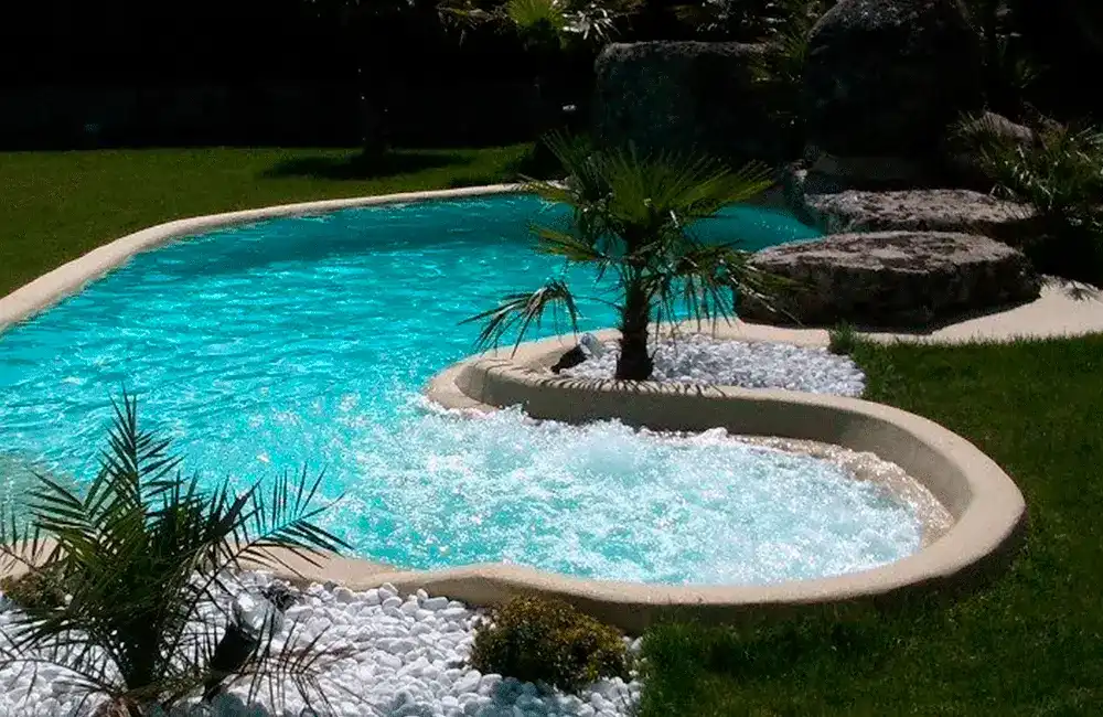 piscina redonda com hidro