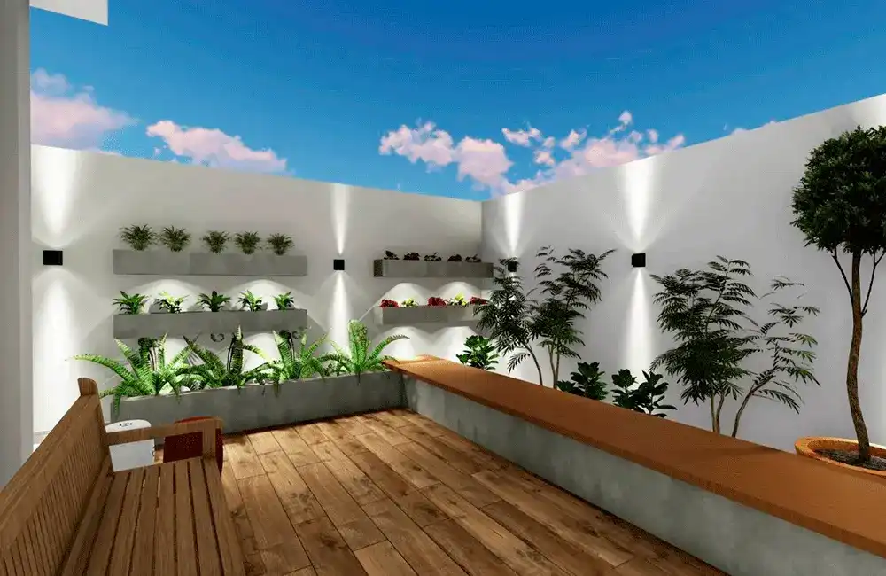 quintal tropical e plantas ben vinda