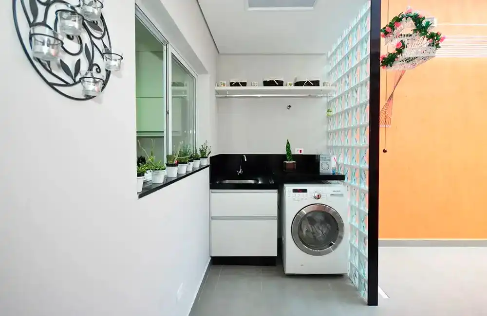 lavanderia decorada com cobogós