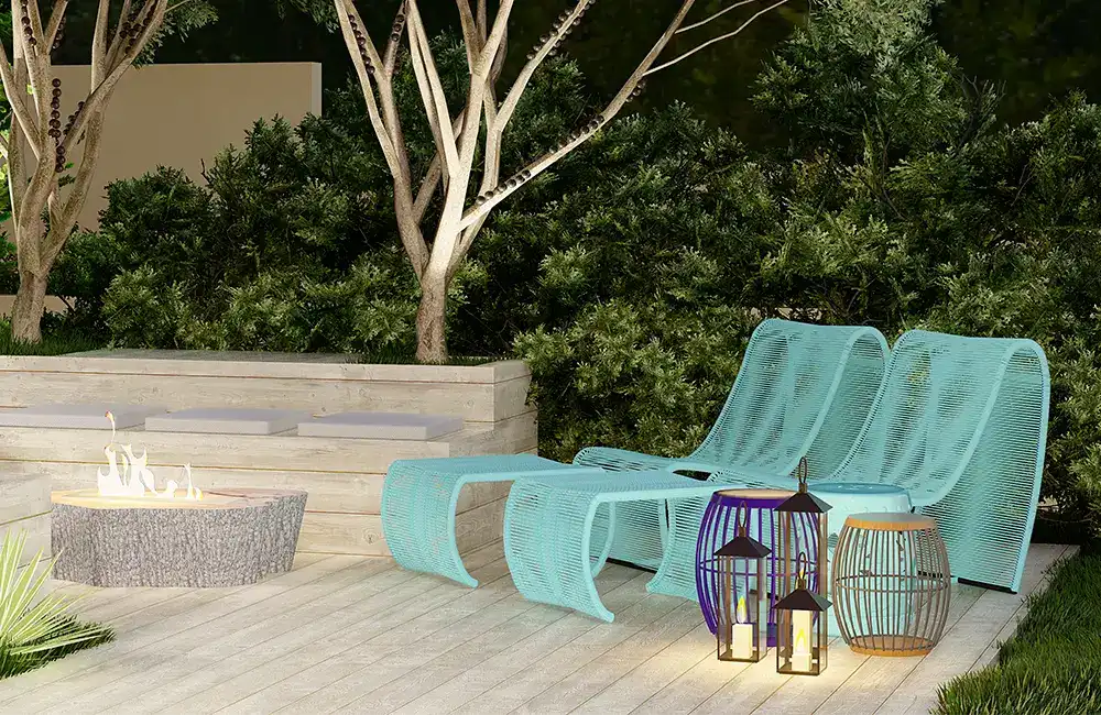 espreguiçadeiras de corda para area de lazer pequena