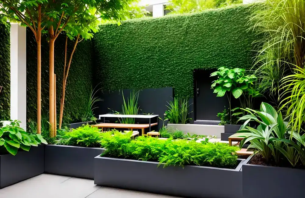 muitas plantas no jardim pequeno 