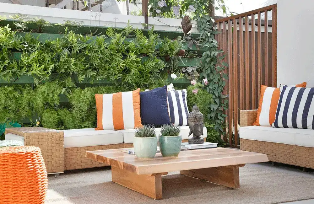 compocisão de cores em móveis da area de lazer