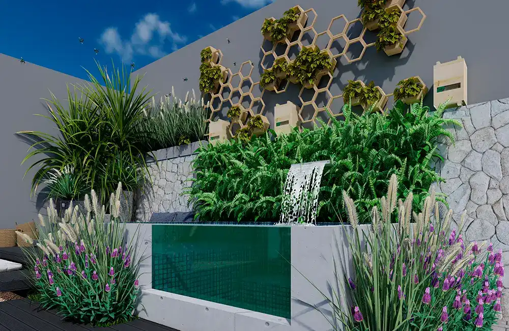 parede de jardim vertical na area de lazer pequena