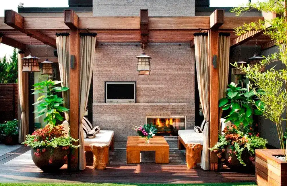 sombra com pergolado e gazebo