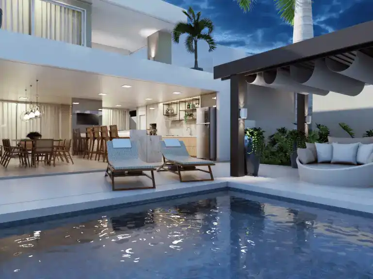 6 Modelos de Porcelanato para Piscina: Dicas e Ideias +30 fotos 84 piso branco para área de piscina