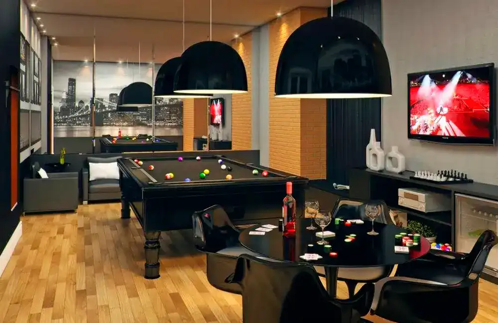 sala de jogos na decoração da area de lazer pequena