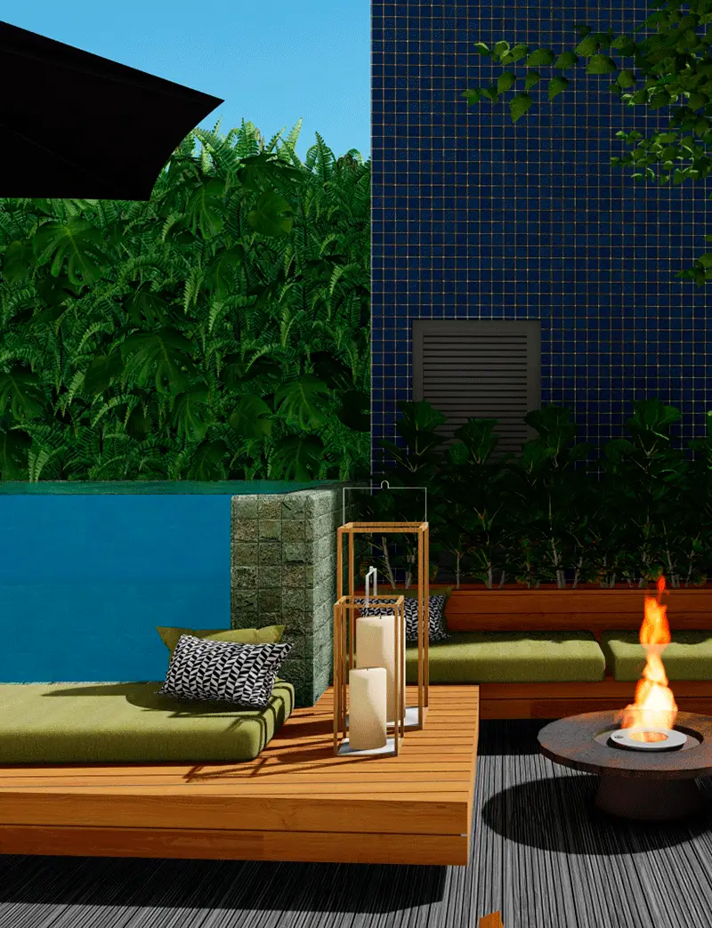 área gourmet pequena com piscina