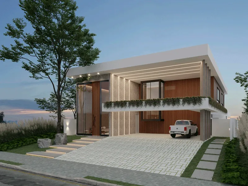 hall de entrada com pergolado moderno