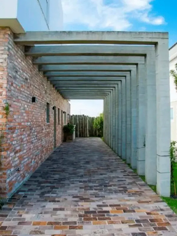pergola de cimento estilo rústico