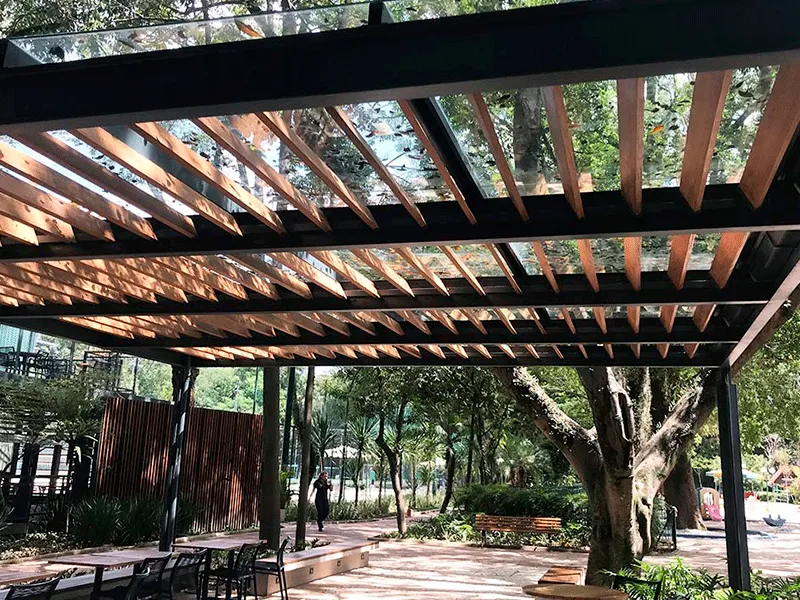 pergola garagem cobertura vidros