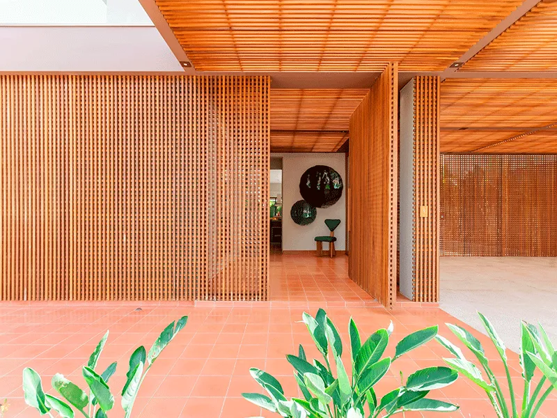 pergola forro de bambu