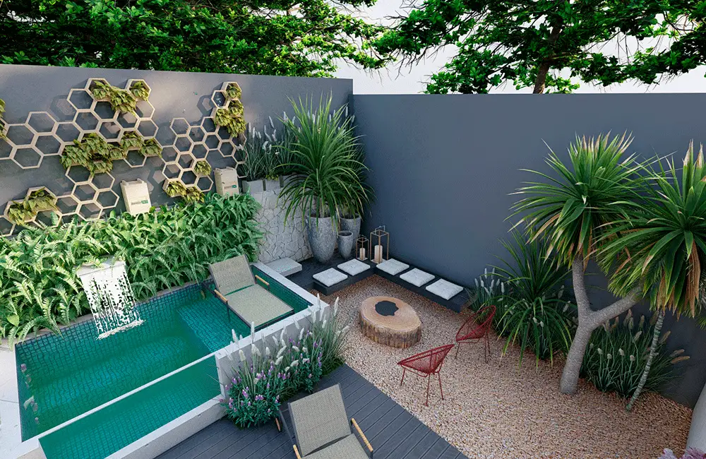 Piscina de Concreto: Como Fazer? Projetos e Modelos +39 Fotos 110 piscina em terreno pequeno no quintal