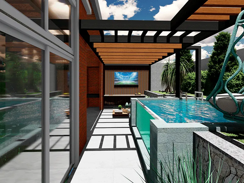 pergola área próxima da piscina