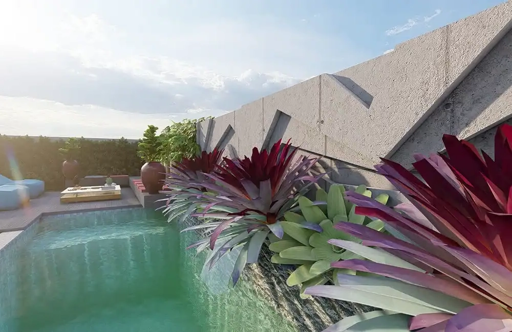 parede decorada da piscina