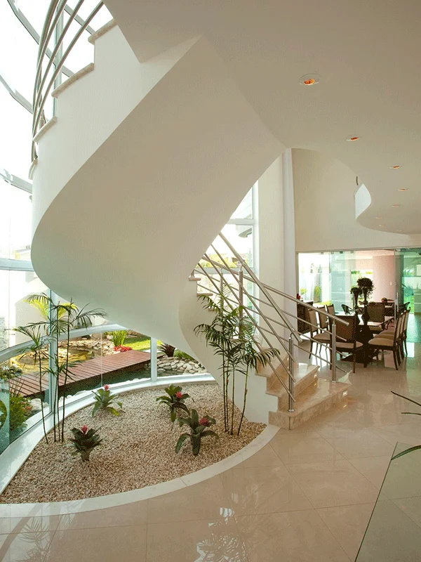 espaço do jardim e arquitetura