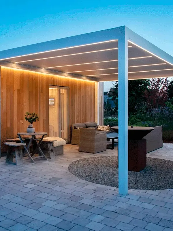pergolado branco com led 