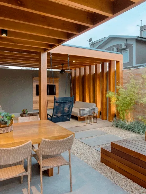 área de lazer com pergolado