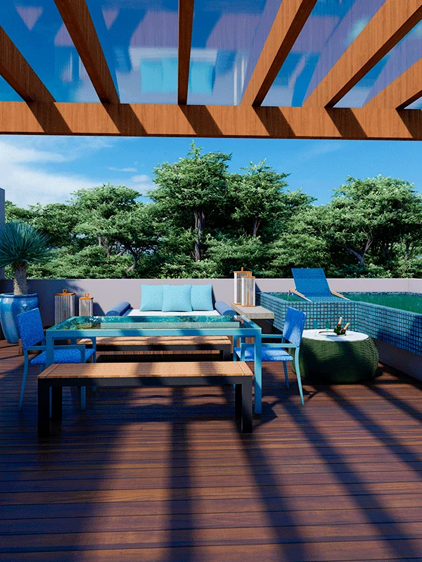 deck ou pergolado de madeira