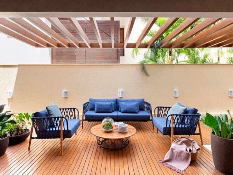 teto do pergolado com vidro